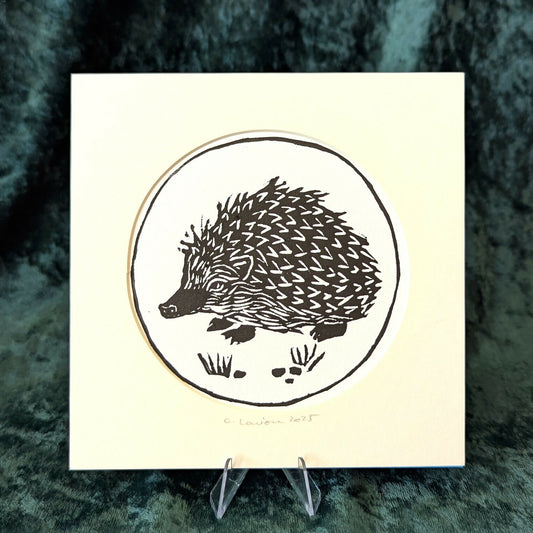 Hedgehog Linocut Print (1)