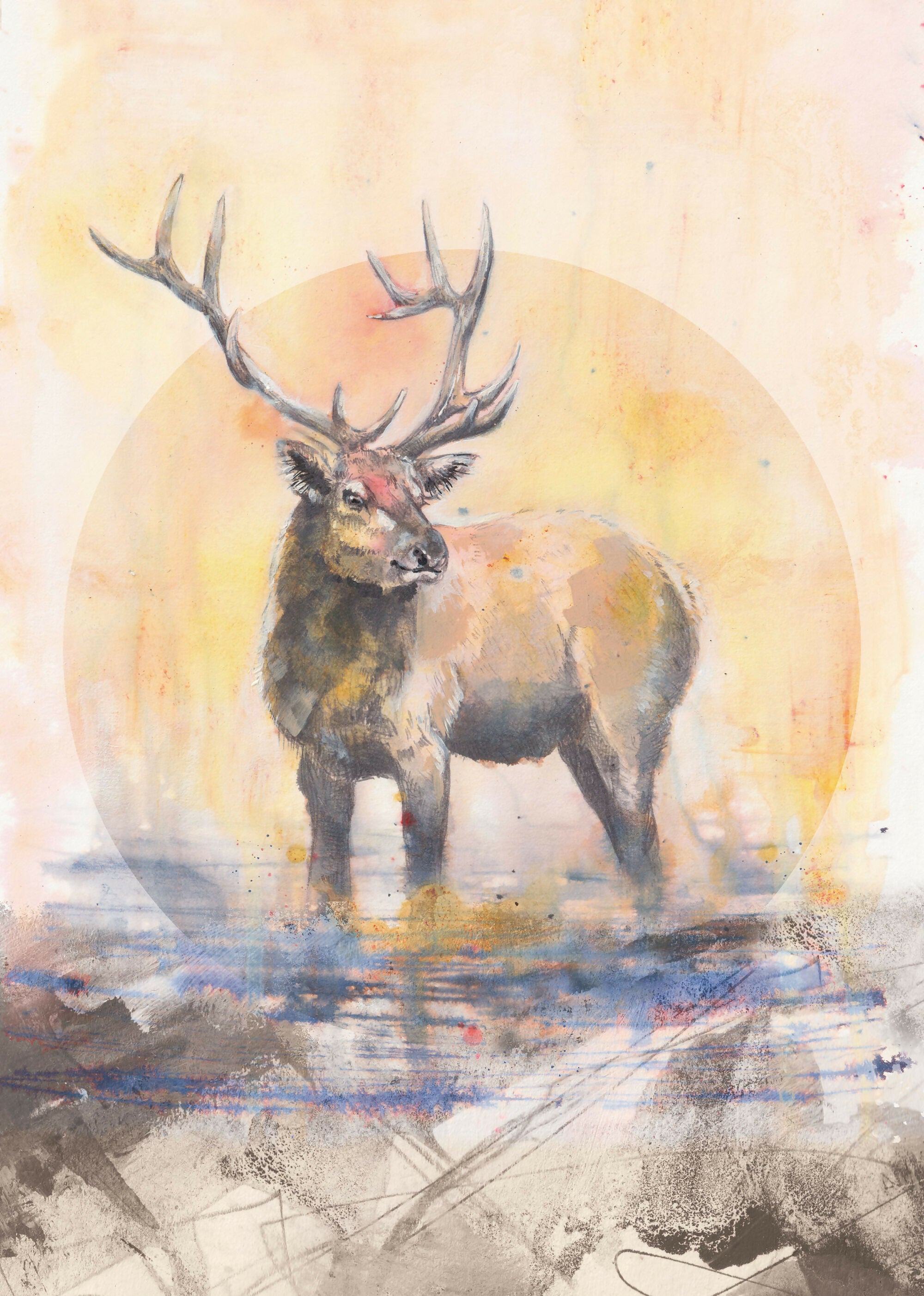 Satag Design The Golden Stag - Unframed A4 Giclee Print – Scottish Design Exchange