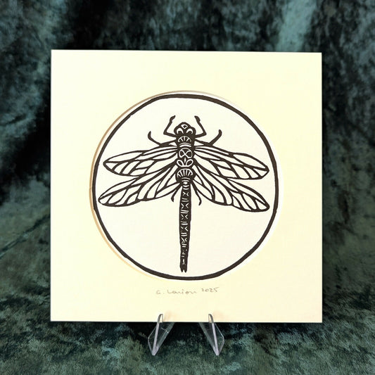Dragonfly Linocut Print (1)