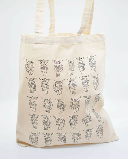 Highland cows tote bag (natural)