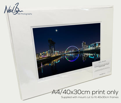 Moon over the Clyde Arc Glasgow Scotland - A4 (40x30cm) Framed/Unframed Fine Art Photo Print