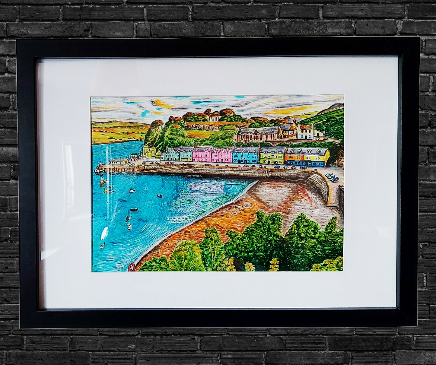 A3 Original Portree Isle of Skye, Scotland Framed Art