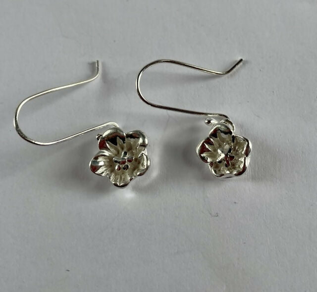 Fine silver cherry blossom drop earrings