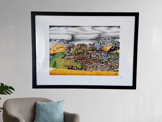 Stirling Skyline and Castle, Framed Giclee Art Print