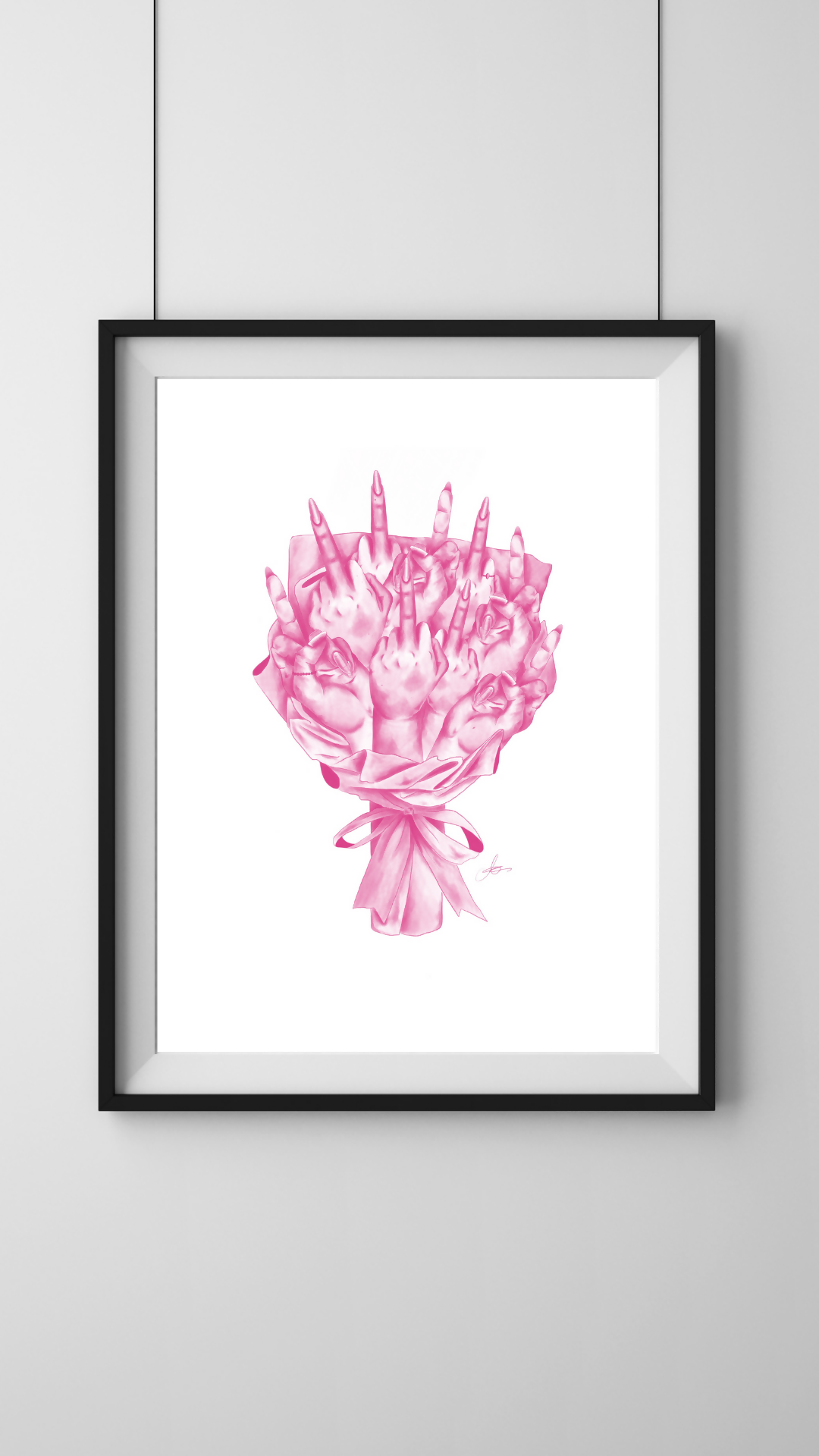 Middle Finger Pattern Pink A4 Middle Finger Bouquet Print – Scottish Design Exchange