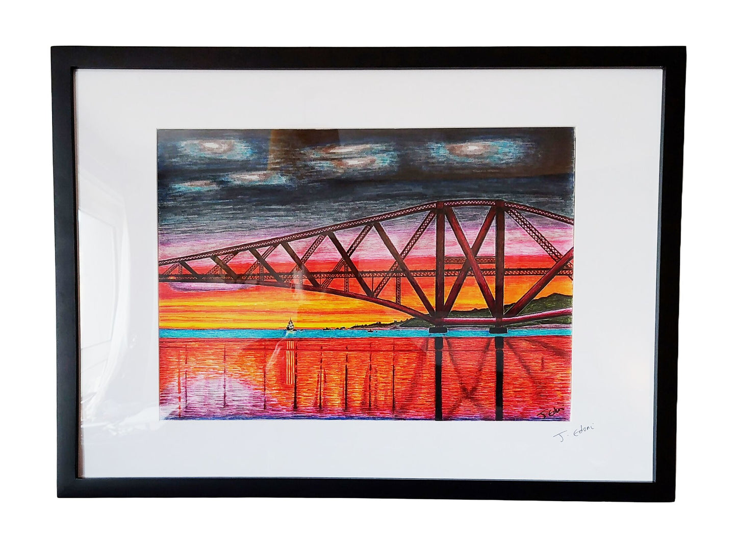 Forth Rail bridge sunset, Framed Giclee Art Print