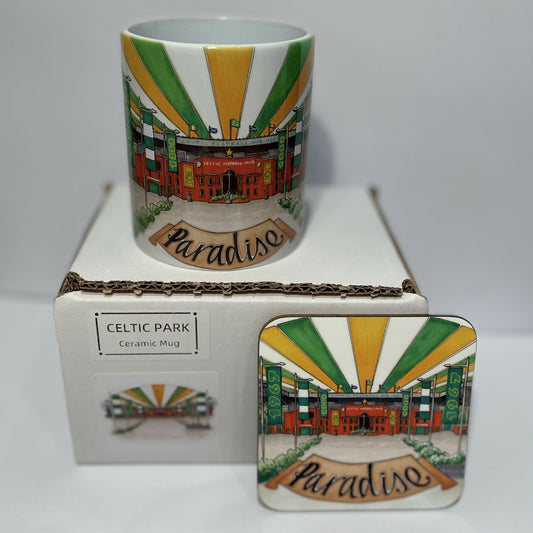 Ceramic mug and hardboard coaster gift
