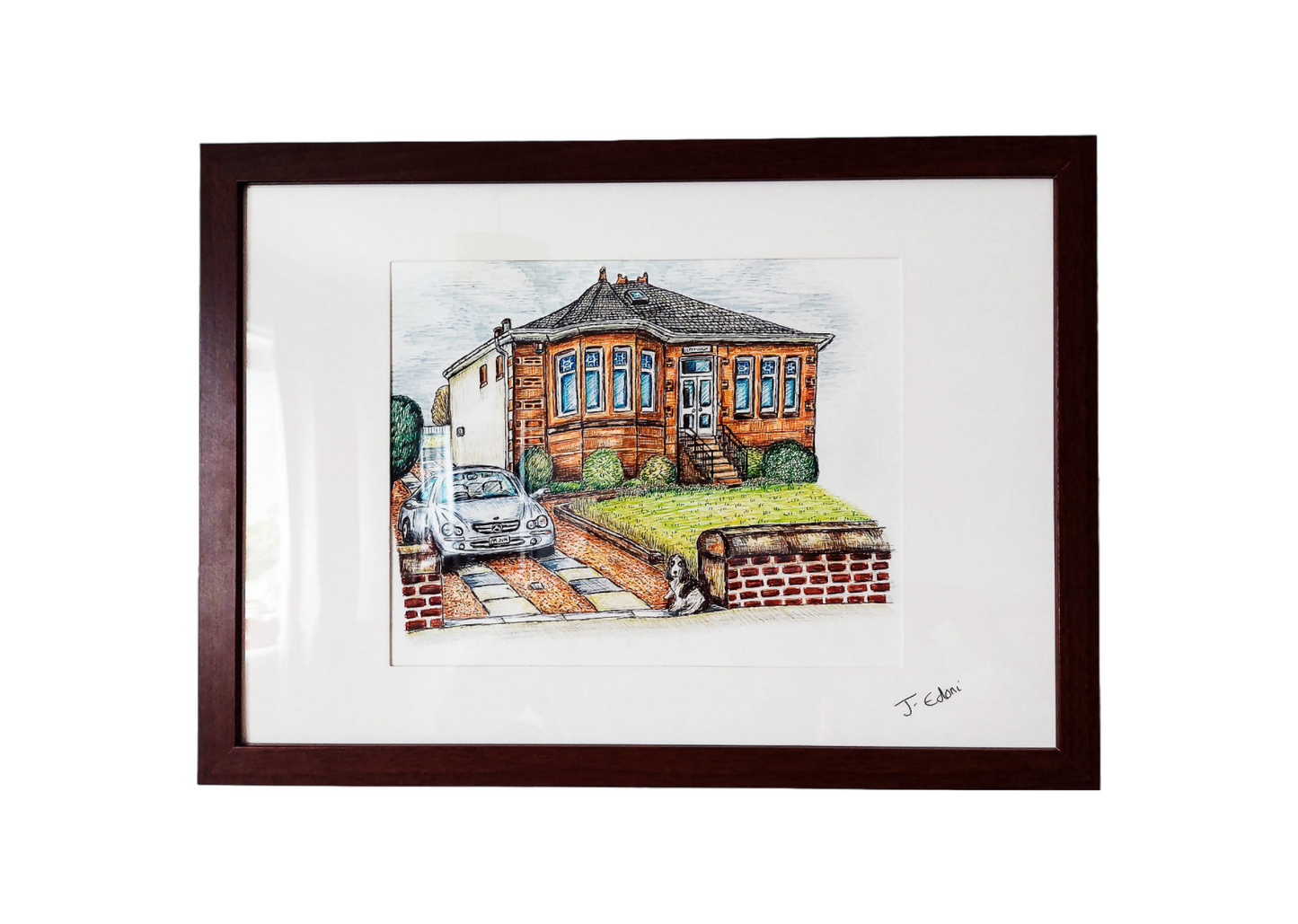 Custom House art framed