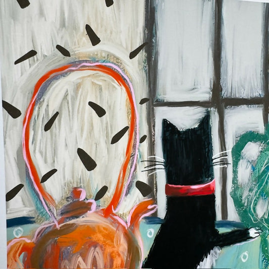 Still Life Art Print | Black Cat Red Collar | Beatrice Ajayi