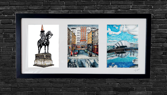 Glasgow 3 in 1 Collage Framed Art Print