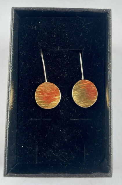 Sterling silver and 24 carat gold drop earrings
