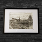 Framed Edinburgh Skyline Print- Black and white