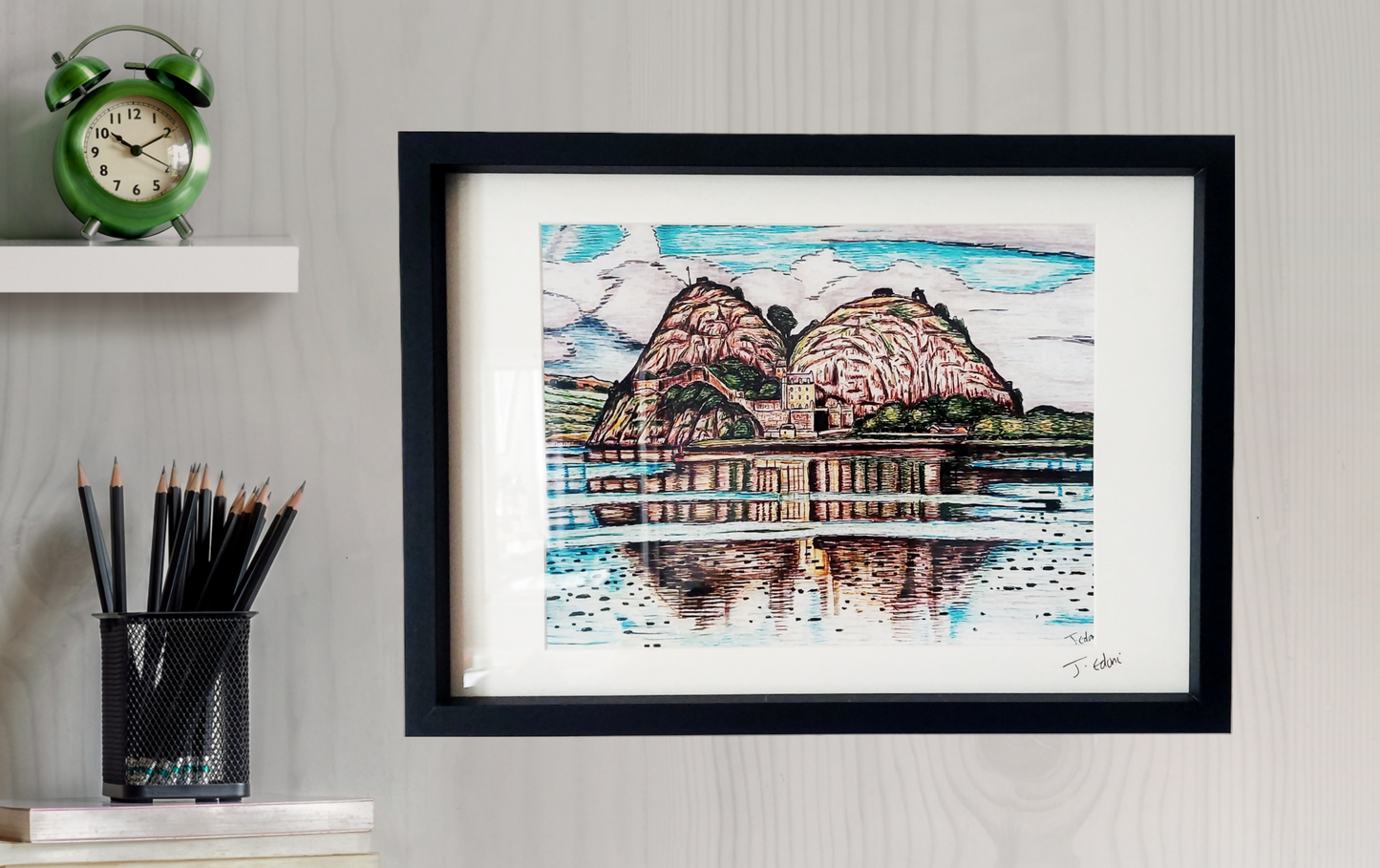 A3 Original Dumbarton castle, Scotland Framed Art