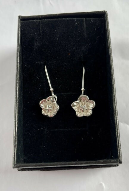 Fine silver cherry blossom drop earrings