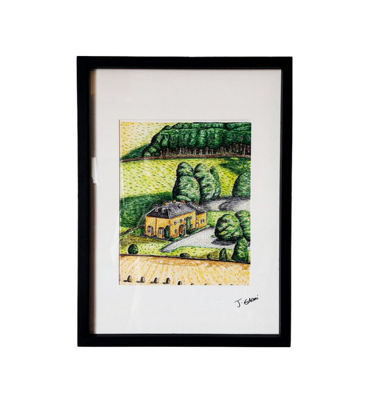 Custom House art framed