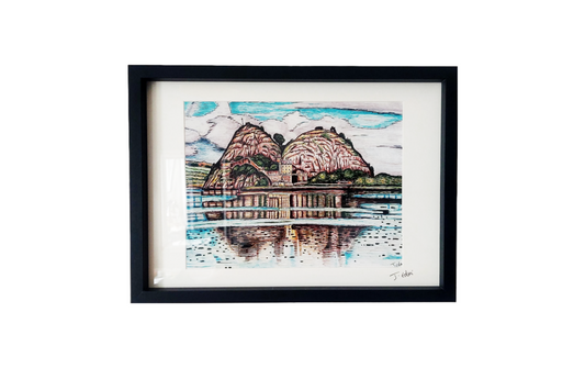 A3 Original Dumbarton castle, Scotland Framed Art