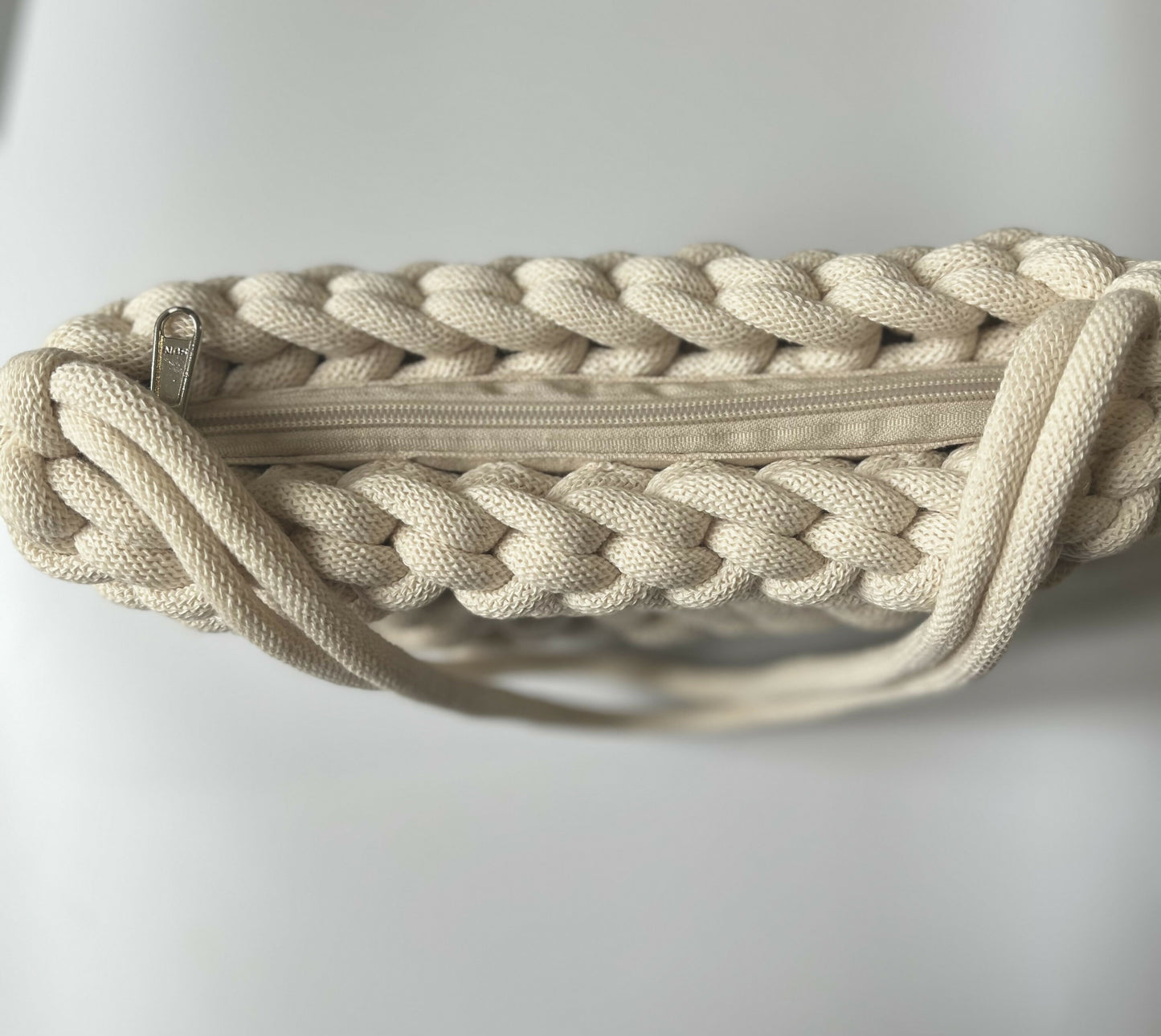 Off White Small Shoulder Bag with Zip