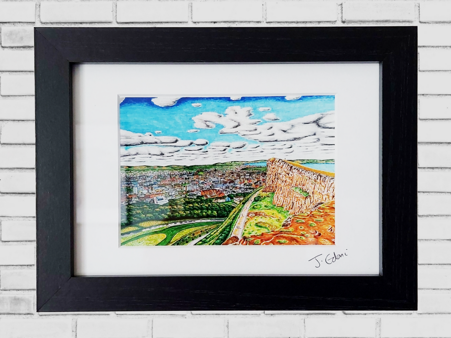 A1 Original Edinburgh skyline, Scotland Framed Art