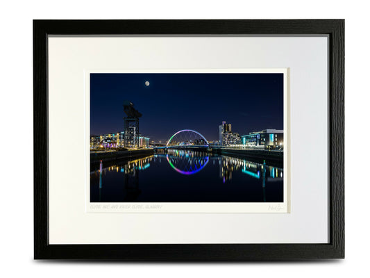 Moon over the Clyde Arc Glasgow Scotland - A4 (40x30cm) Framed/Unframed Fine Art Photo Print