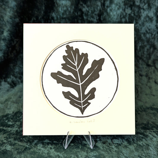 Oak Leaf Linocut Print (2)