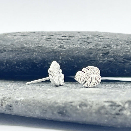 Silver Monstera Leaf Earrings