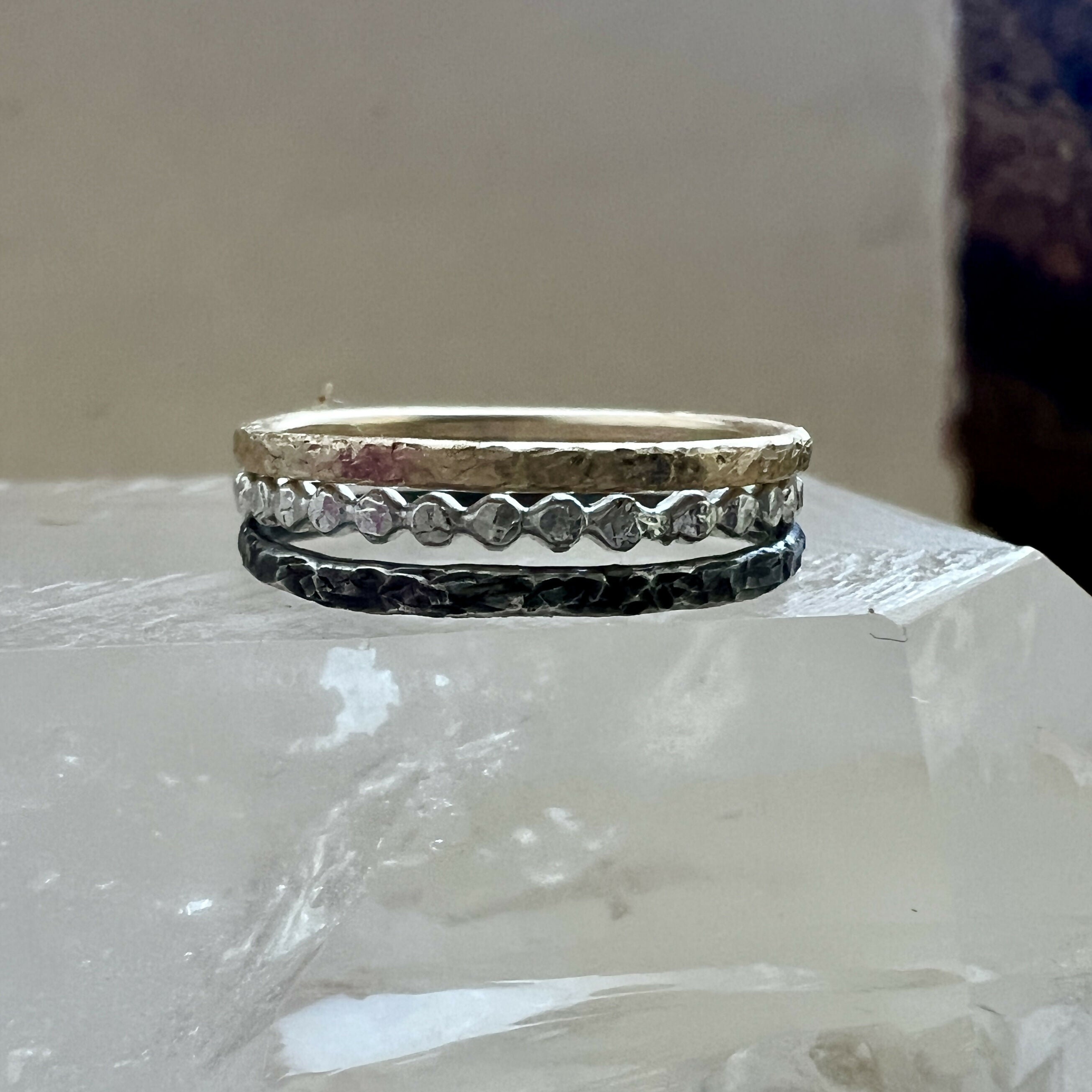 Set of three stacking rings 9ct solid and sterling silver – Scottish ...