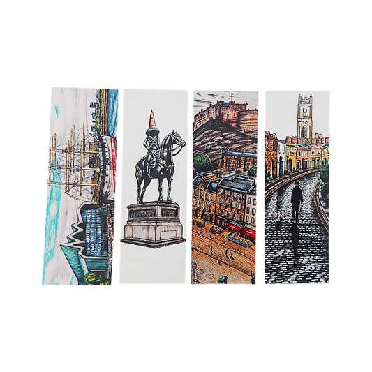 Glasgow/ Edinburgh Bookmark set of 4 (Art, travel, Scotland)