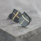 Oxidised Keum Boo 'X' Teardrop Studs