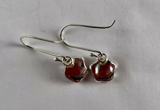 Fine silver cherry blossom drop earrings