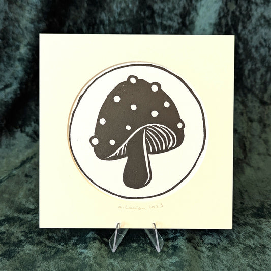 Toadstool Linocut Print (1)