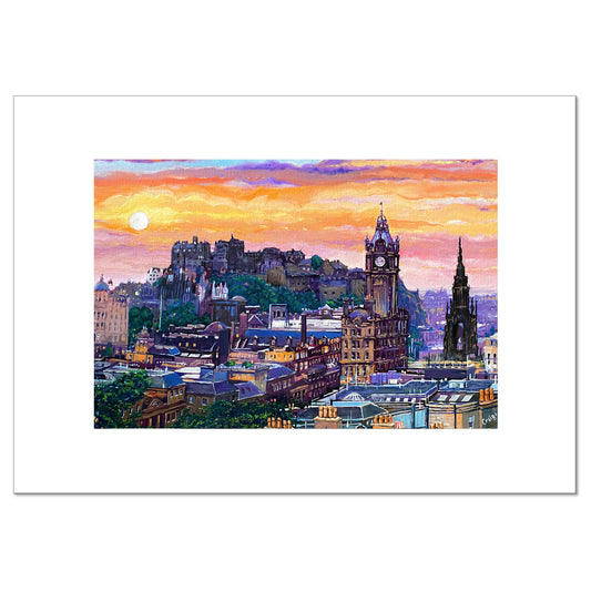Edinburgh Sunset From Calton Hill - Giclee Fine Art Print 29.7x42cm