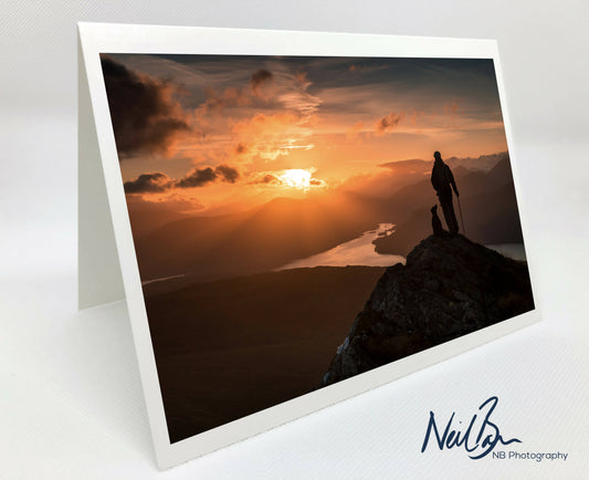 Man & Dog, Ben Venue - Scotland Greeting Card - Blank Inside