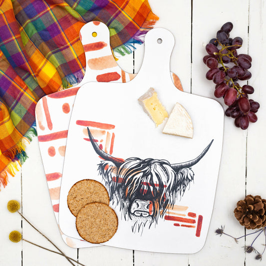 Highland Coo Watercolour Chopping Board