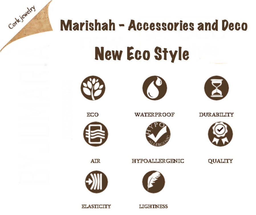 100% Natural Cork Necklace, handmade, vegan, eco-friendly, sustainable, Zamak Findings, Boho, Elegant and Sophisticated