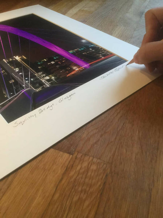 Squinty Bridge, Glasgow Signed Mounted Print