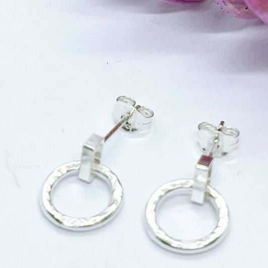 Sterling Silver Circle Drop Earrings