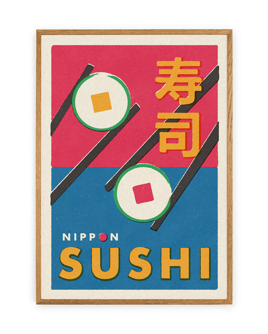 Sushi Japanese Matchbox Label Style Print