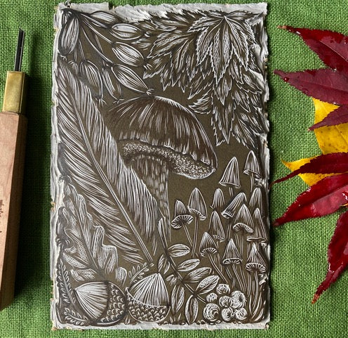 Autumn, Original Linocut