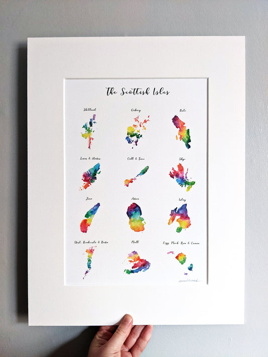 The Scottish Isles – Watercolour Map Print