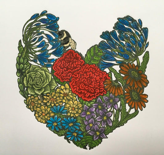 My Heart Blooms, Original Linocu