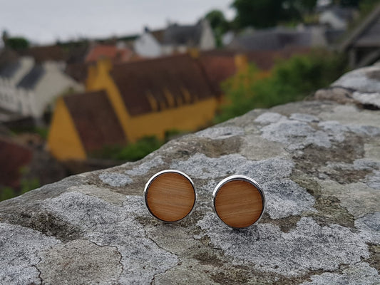 Whisky Barrel Cufflinks (Silver Plating, Oak Sides)