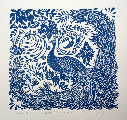 Prestonfield Peacock, Original Linocut