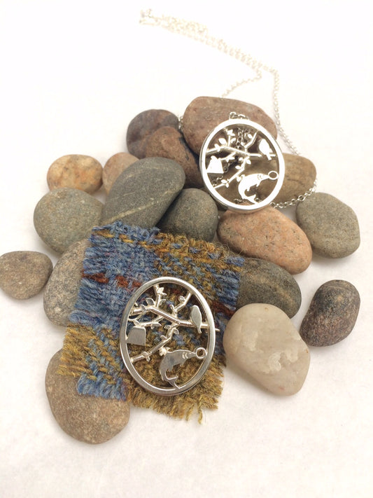 Glaschu (Glasgow Coat of Arms) Sterling Silver Pendant or Brooch