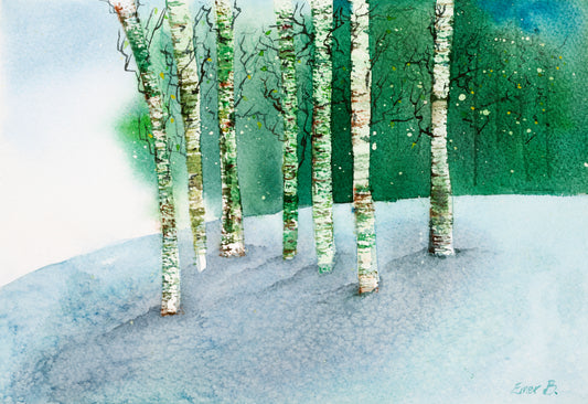 Birch Trees in Snow, Limited Edition Giclée Print