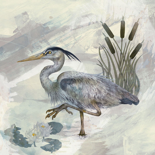 Lochend Park Heron - Mounted Giclee Print