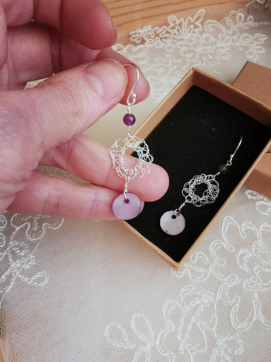 Sterling Silver crochet wire earrings