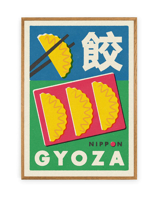 Gyoza Dumpling Japanese Matchbox Label Style Print