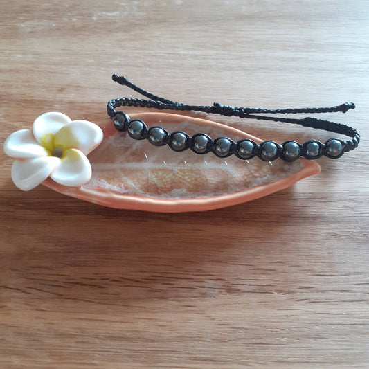 Wee Gems Macrame Bracelet - Haematite