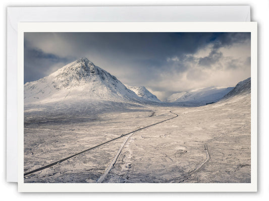 Buachaille Etive Mòr in the Snow - Scotland Greeting Card - Blank Inside