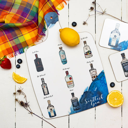 Scottish Gin Watercolour Chopping Board